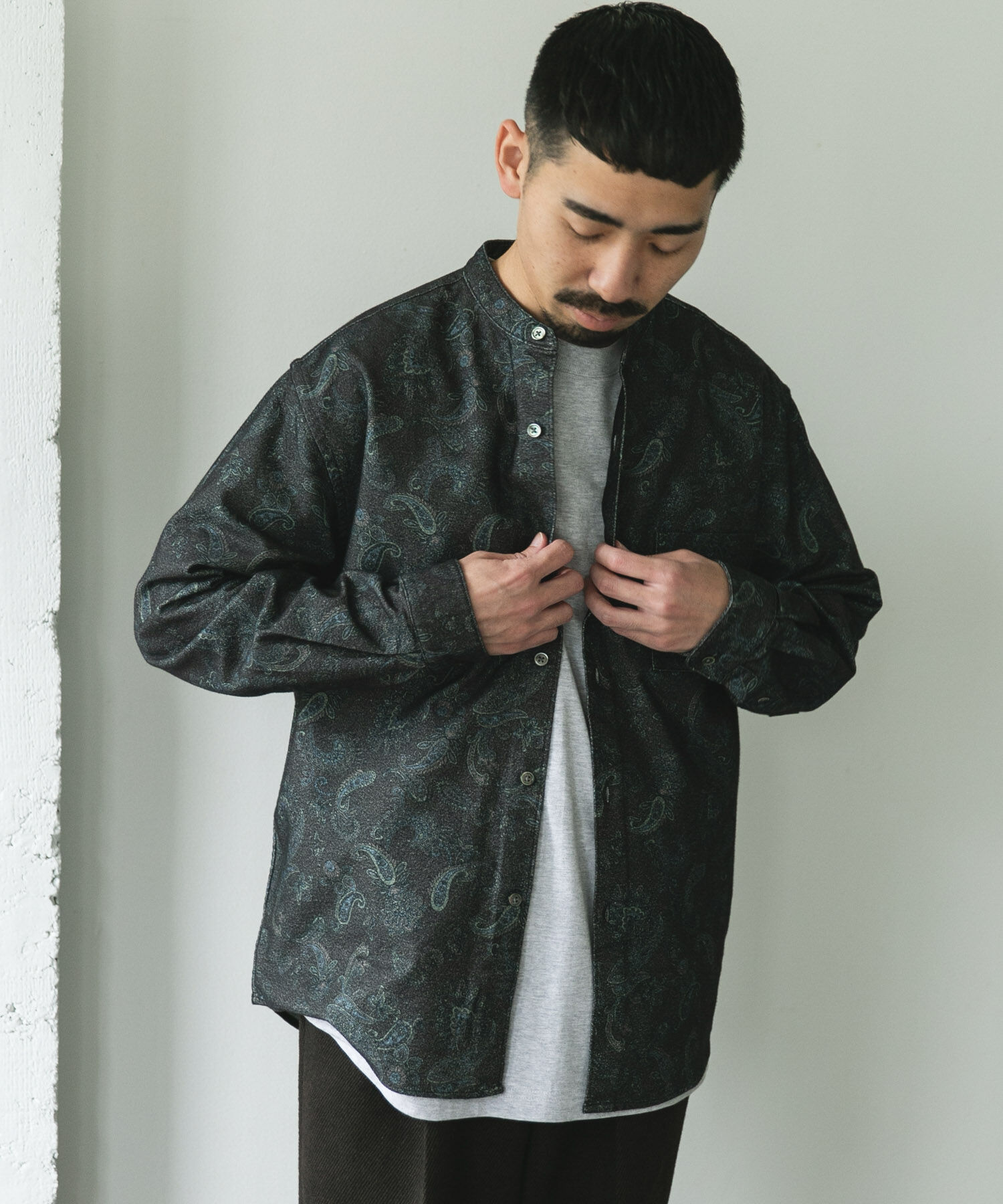 URBAN RESEARCH DOORS「両面起毛ネルバンドカラーシャツ」|シャツ・ブラウス|