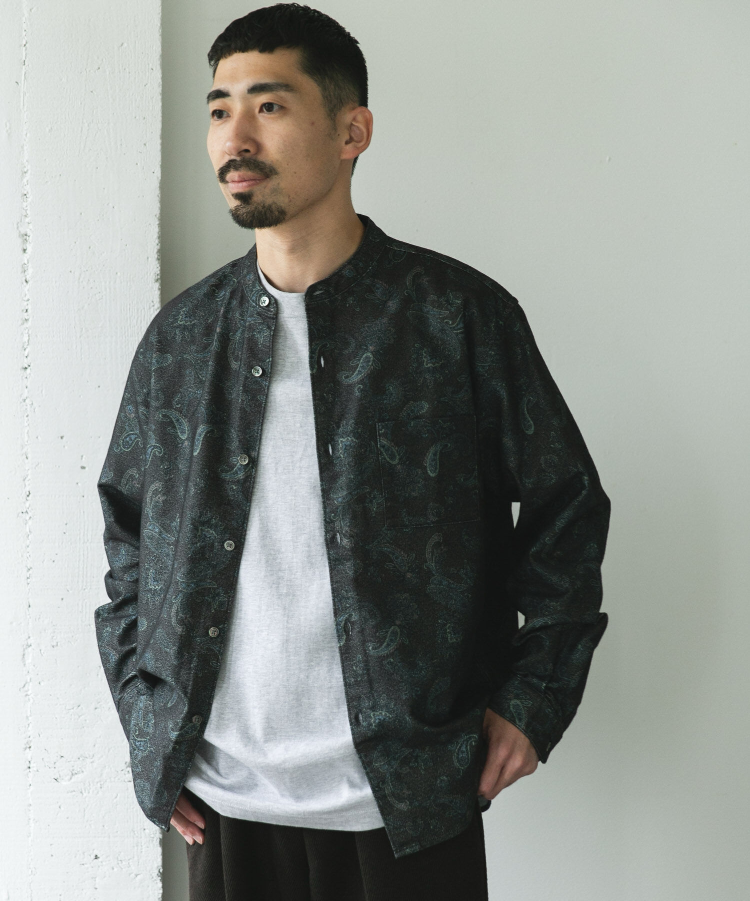 URBAN RESEARCH DOORS「両面起毛ネルバンドカラーシャツ」|シャツ・ブラウス|