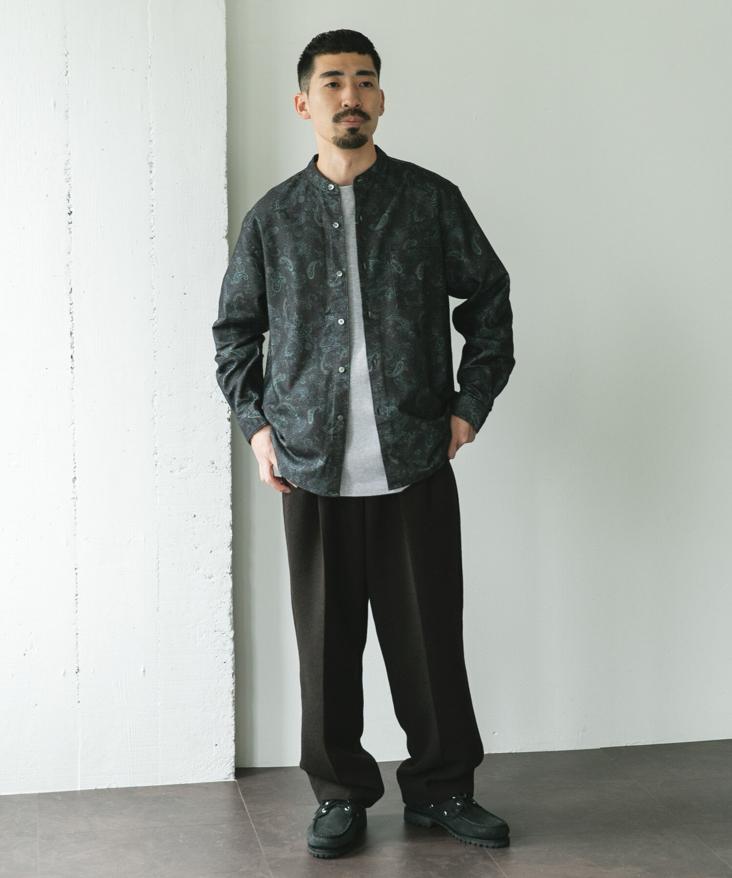 URBAN RESEARCH DOORS「両面起毛ネルバンドカラーシャツ」|シャツ・ブラウス|