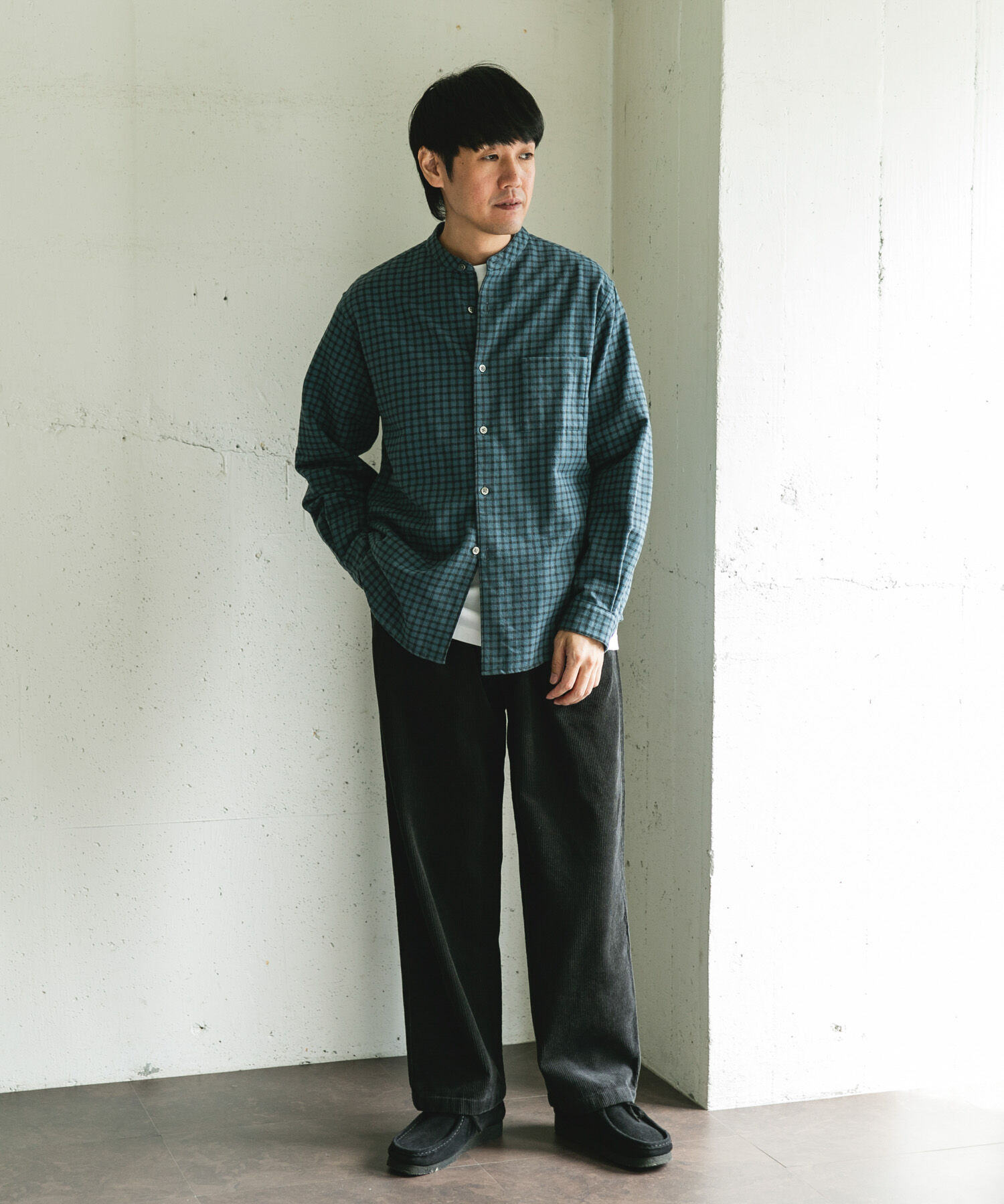 URBAN RESEARCH DOORS「両面起毛ネルバンドカラーシャツ」|シャツ・ブラウス|