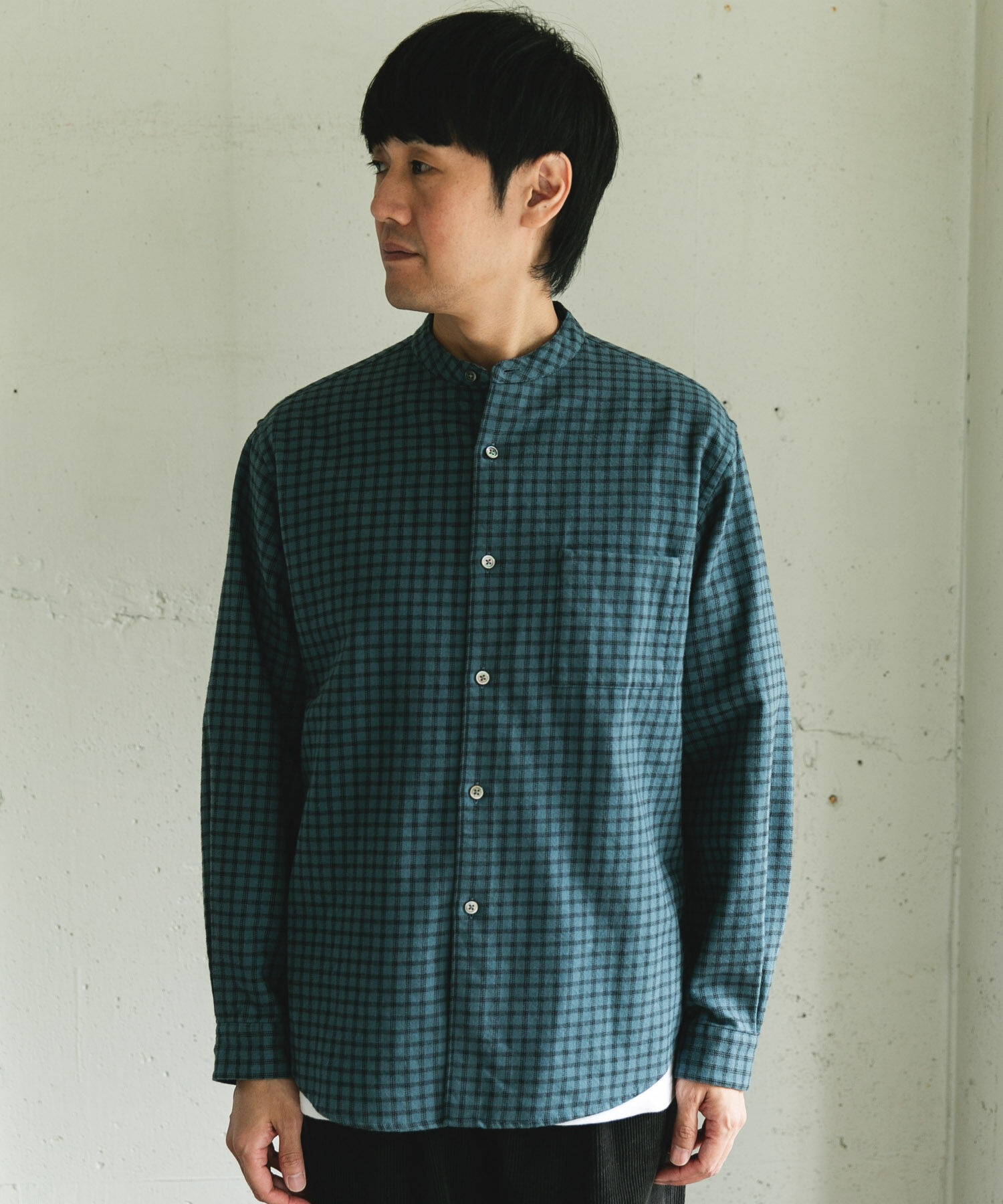 URBAN RESEARCH DOORS「両面起毛ネルバンドカラーシャツ」|シャツ・ブラウス|