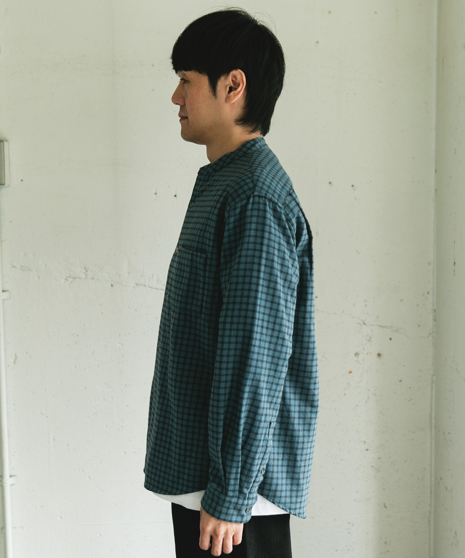 URBAN RESEARCH DOORS「両面起毛ネルバンドカラーシャツ」|シャツ・ブラウス|