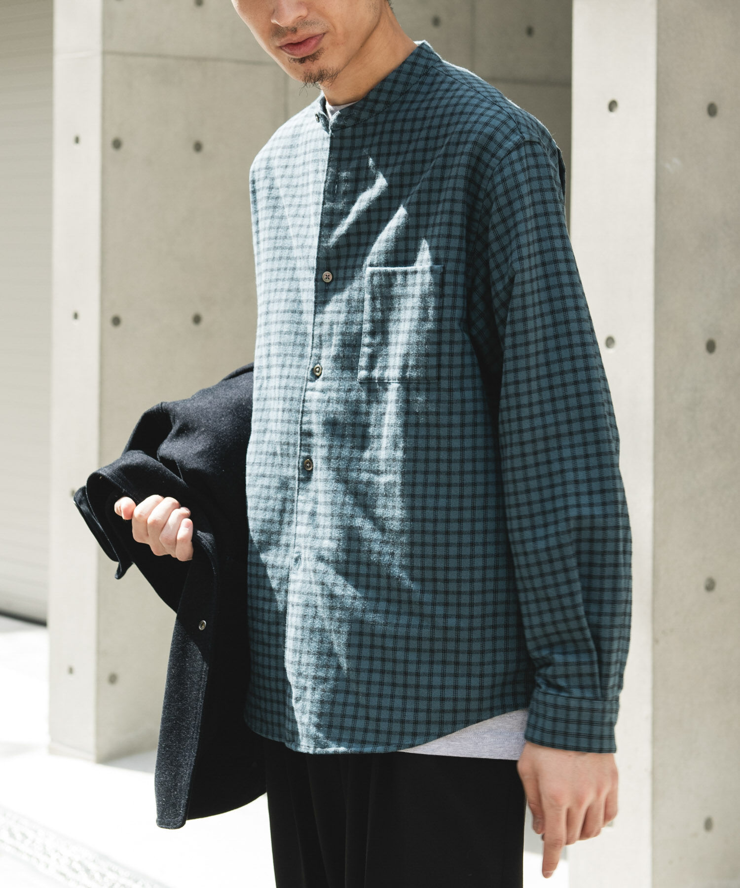 URBAN RESEARCH DOORS「両面起毛ネルバンドカラーシャツ」|シャツ・ブラウス|