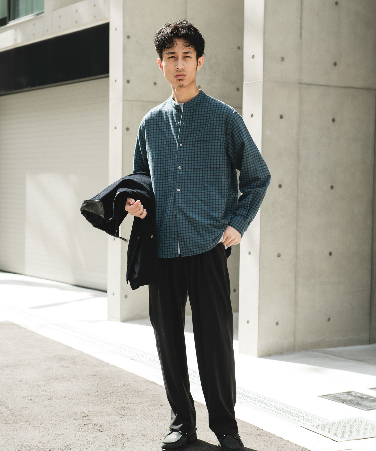 URBAN RESEARCH DOORS「両面起毛ネルバンドカラーシャツ」|シャツ・ブラウス|