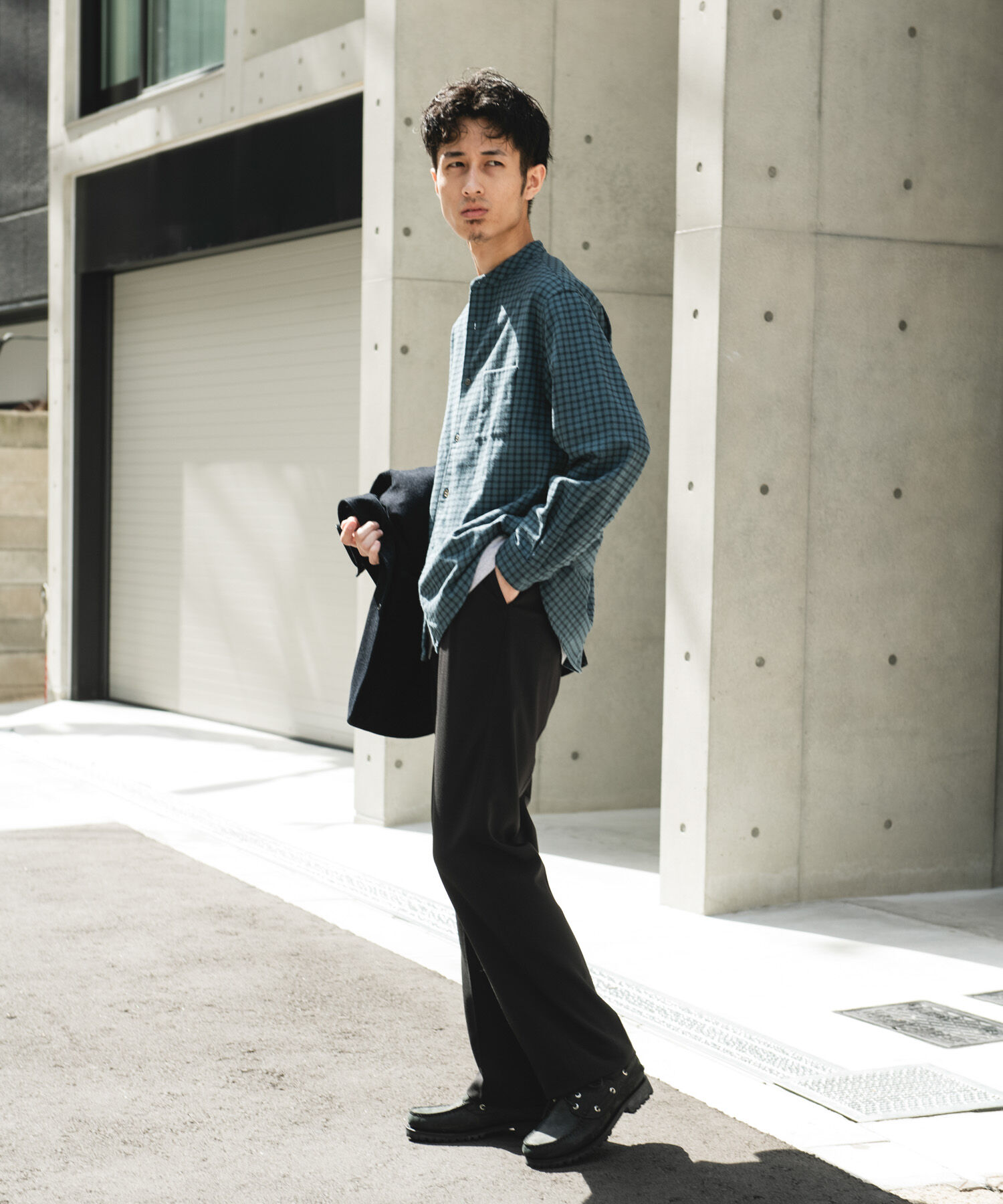 URBAN RESEARCH DOORS「両面起毛ネルバンドカラーシャツ」|シャツ・ブラウス|