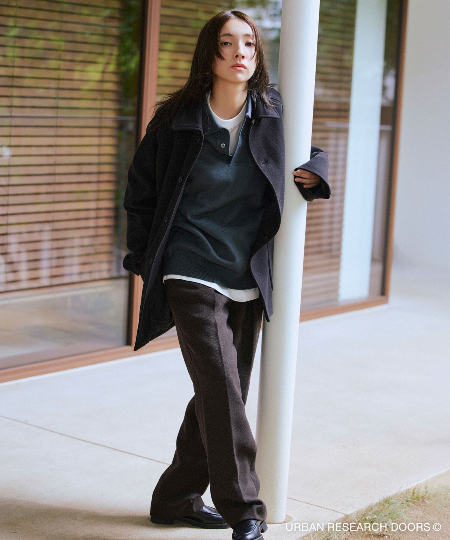 URBAN RESEARCH DOORS「『UR TECH』完声/暖 2タックワイドパンツ」|その他|ブラウン