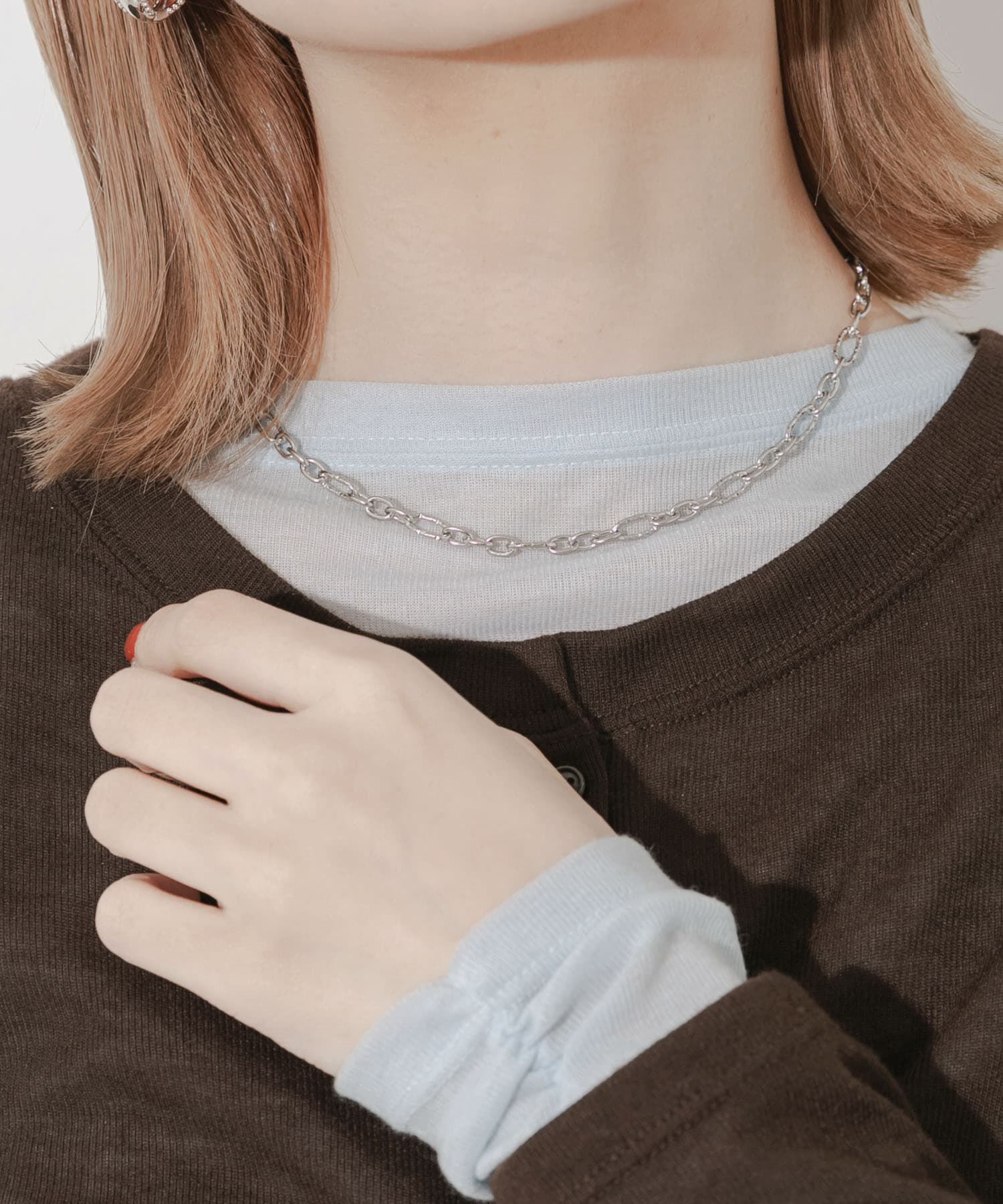 SMELLY「ステンレスオーバルチェーンマンテルネックレス」|ネックレス|