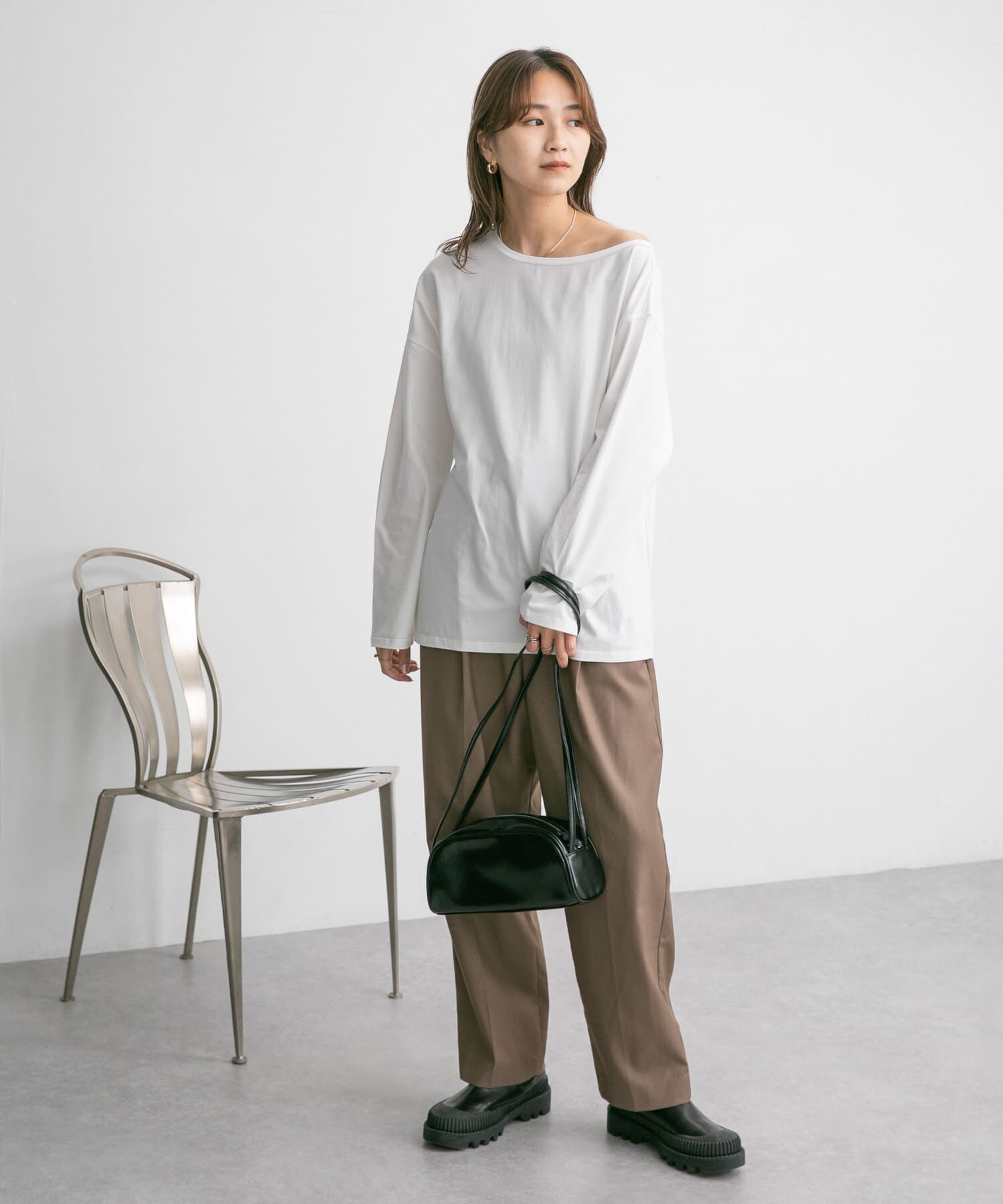  「アシメネックカットソー」|Tシャツ・カットソー|