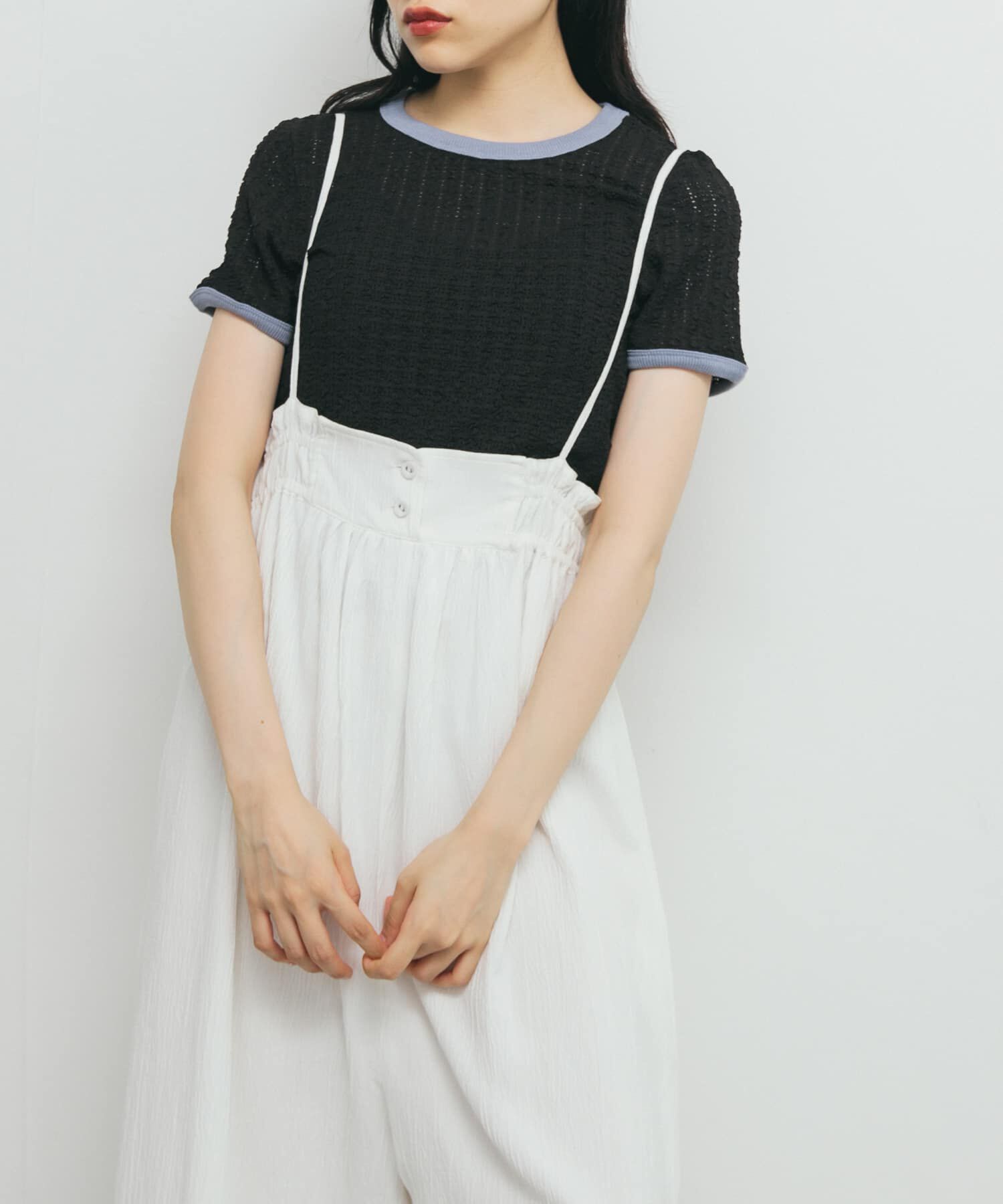  「バイカラーレースTEE」|Tシャツ・カットソー|