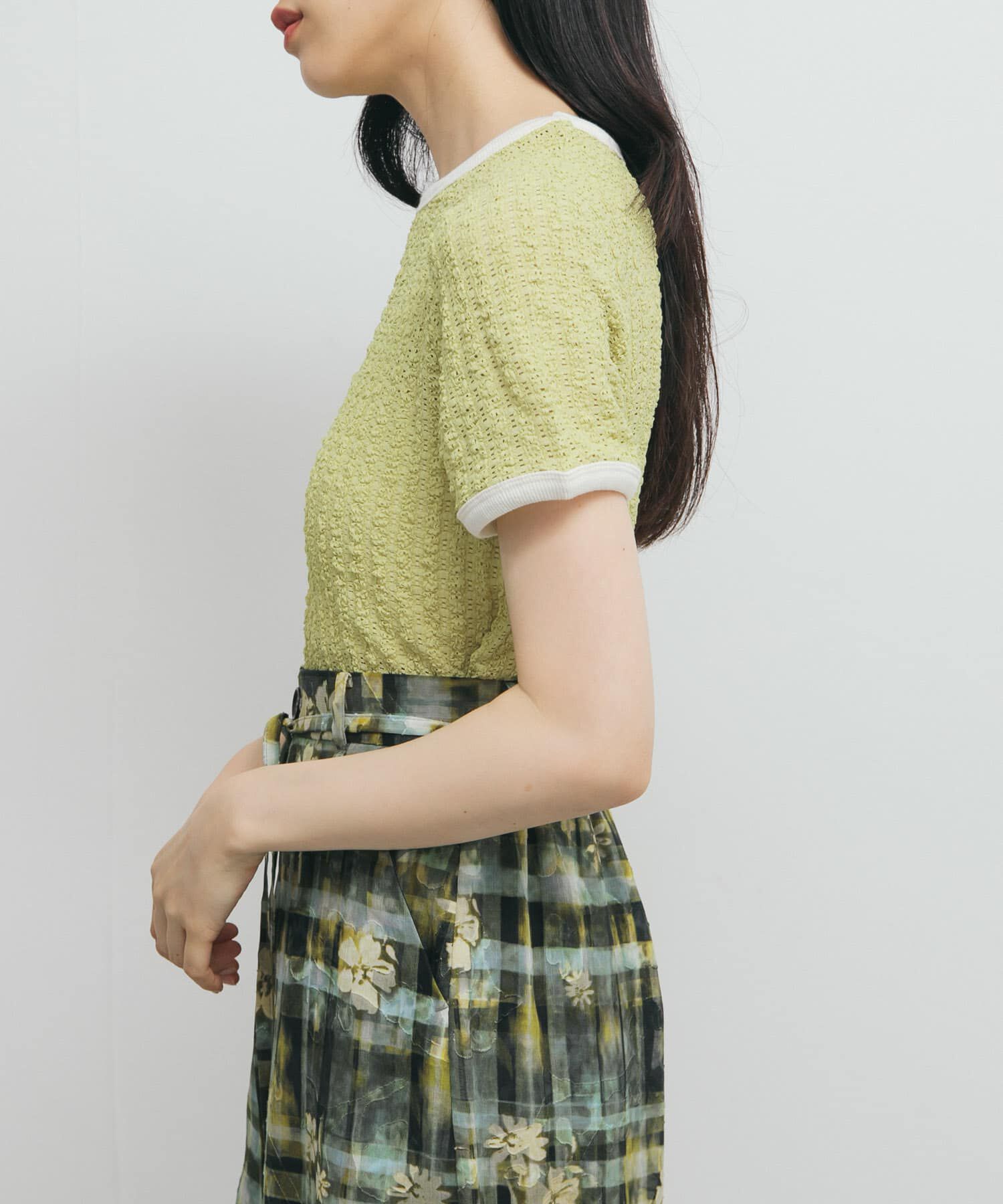  「バイカラーレースTEE」|Tシャツ・カットソー|