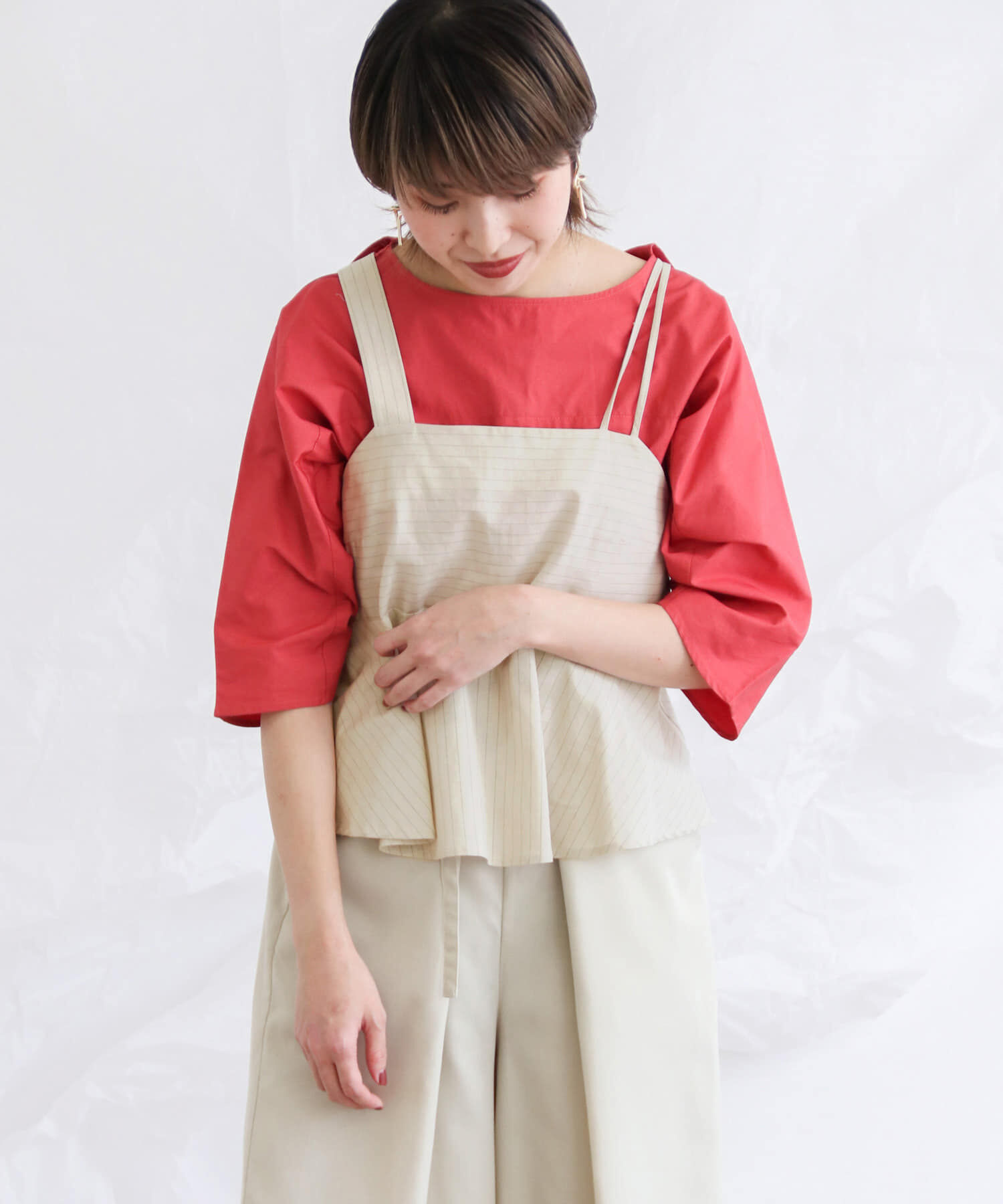  「ストライプアシンメトリーキャミソール&there4;」|キャミソール|