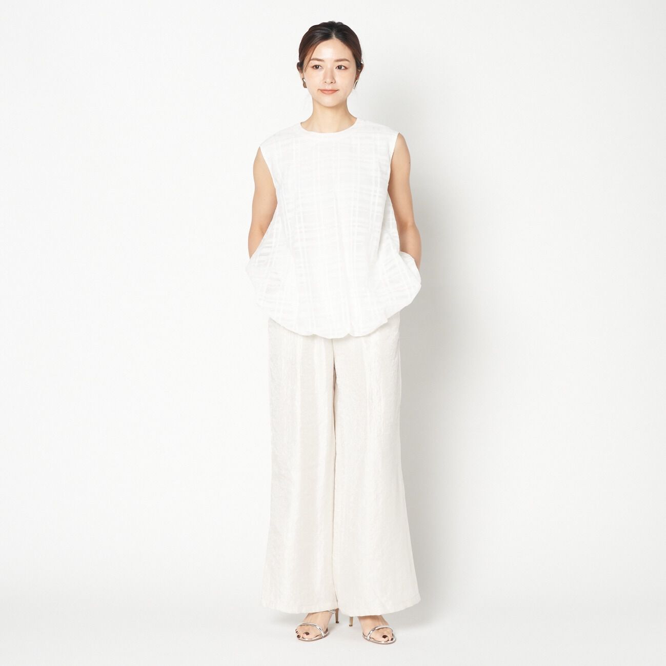 HELIOPOLE「HELIOPOLE CHECK BALLOON HEM BLOUSE」|シャツ・ブラウス|