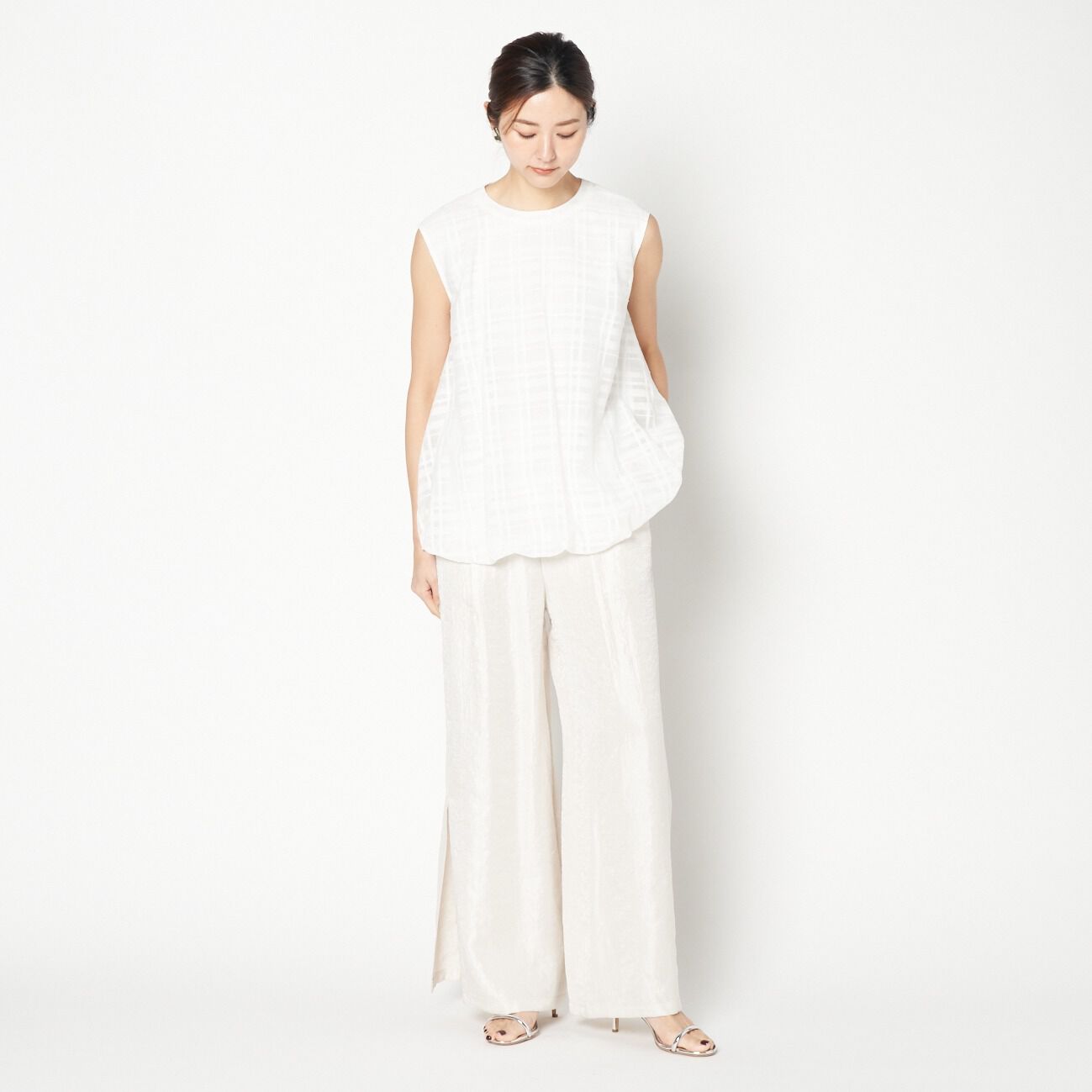 HELIOPOLE「HELIOPOLE CHECK BALLOON HEM BLOUSE」|シャツ・ブラウス|