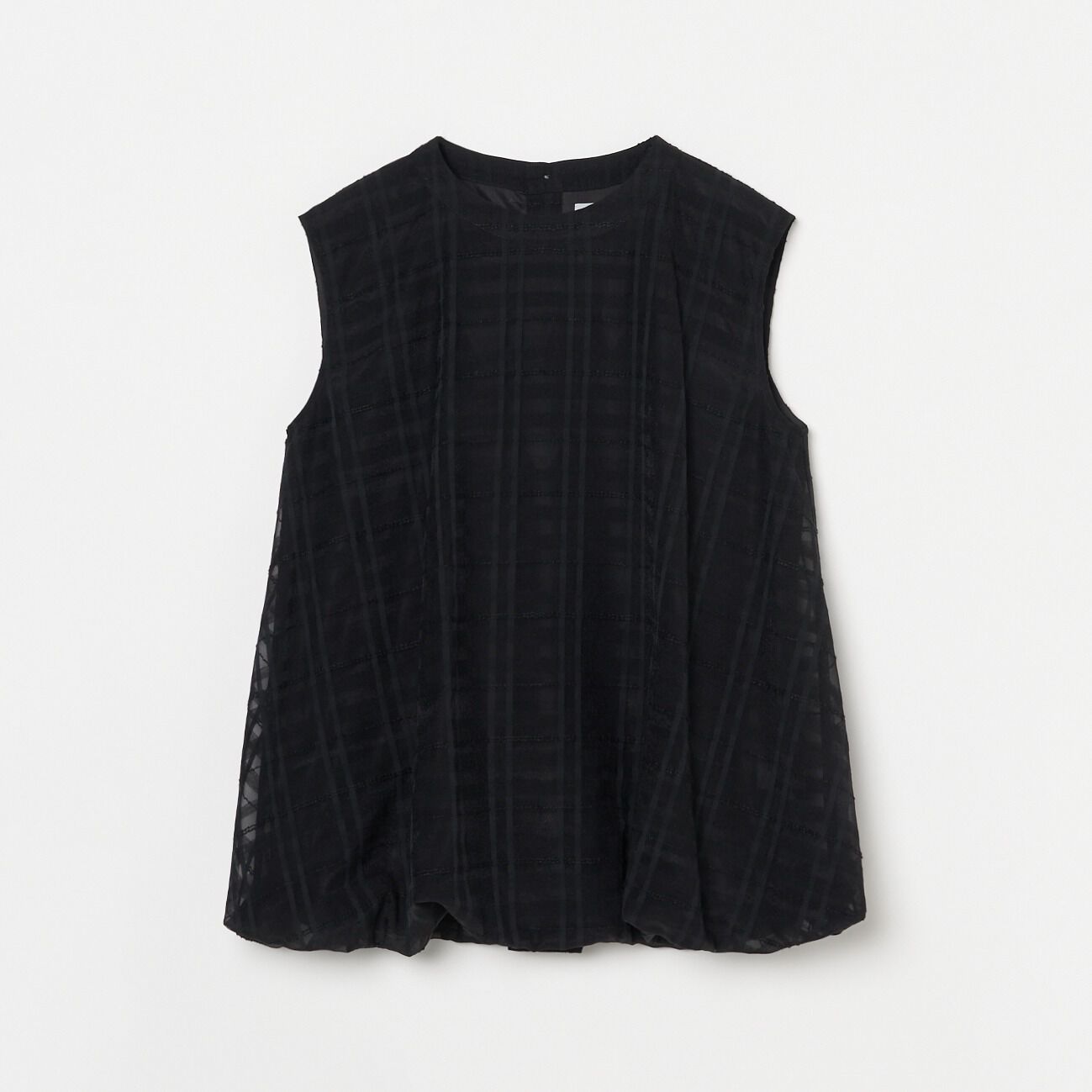 HELIOPOLE「HELIOPOLE CHECK BALLOON HEM BLOUSE」|シャツ・ブラウス|ブラック