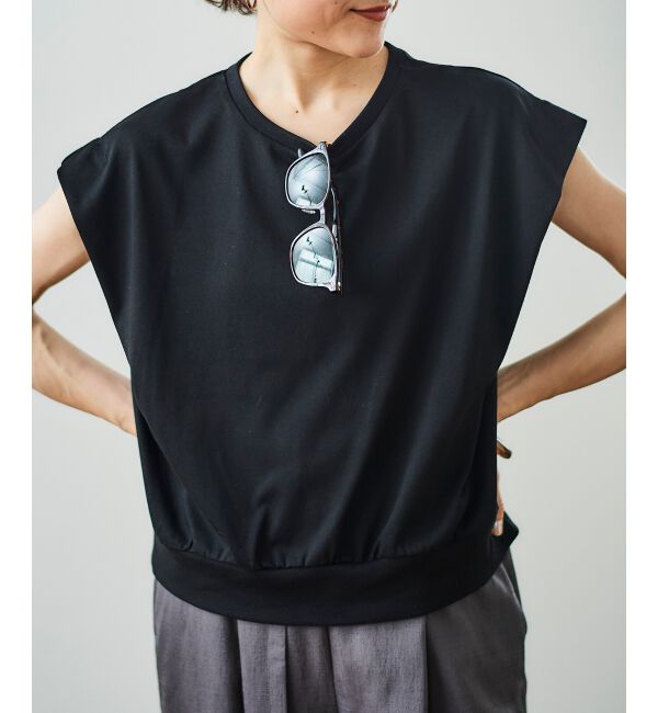  「コットンタックショルダーTシャツ」|Tシャツ・カットソー|ブラック