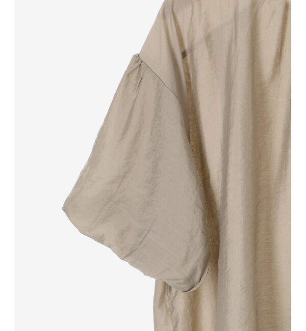  「《手洗い可能》サテンノーカラーバルーンブラウス」|シャツ・ブラウス|