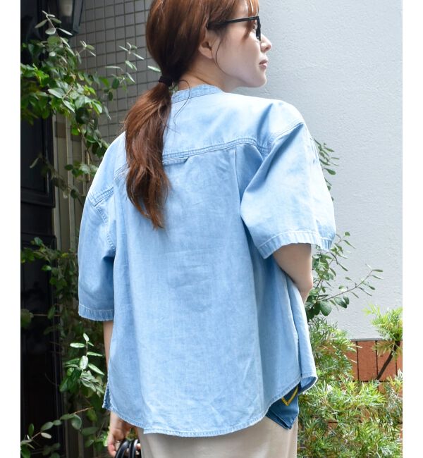  「スタンドネックパールボタンハーフスリーブシャツ」|シャツ・ブラウス|