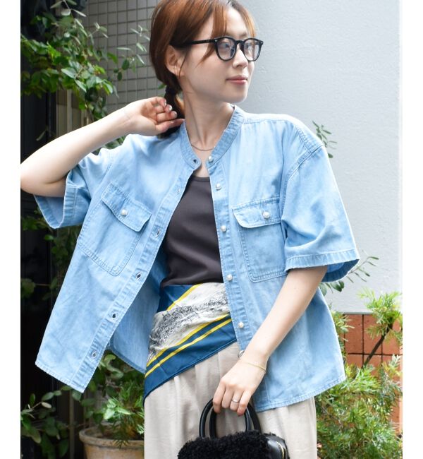  「スタンドネックパールボタンハーフスリーブシャツ」|シャツ・ブラウス|