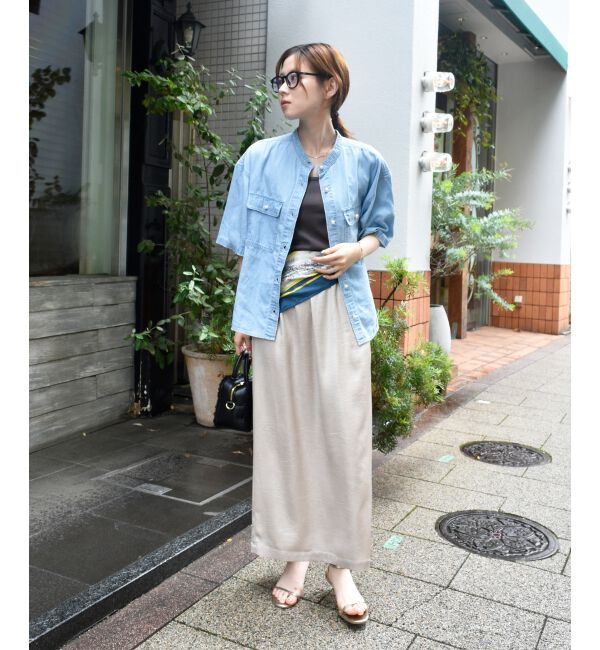  「スタンドネックパールボタンハーフスリーブシャツ」|シャツ・ブラウス|