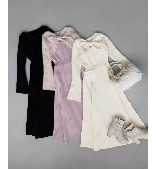  「リボンボレロドッキングニットワンピ」|ワンピース|