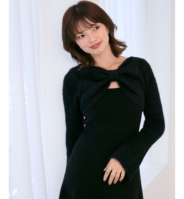  「リボンボレロドッキングニットワンピ」|ワンピース|