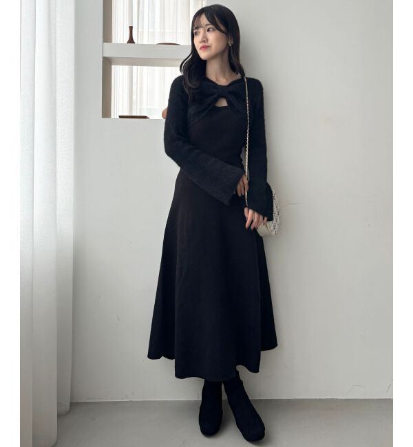  「リボンボレロドッキングニットワンピ」|ワンピース|