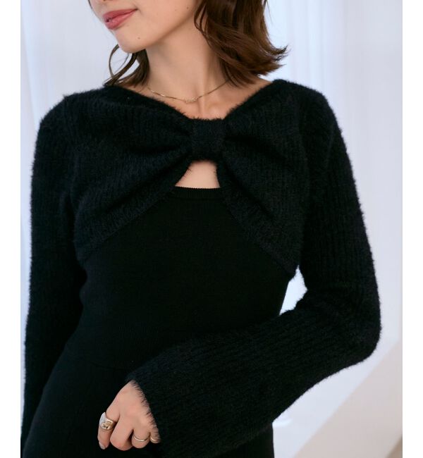  「リボンボレロドッキングニットワンピ」|ワンピース|