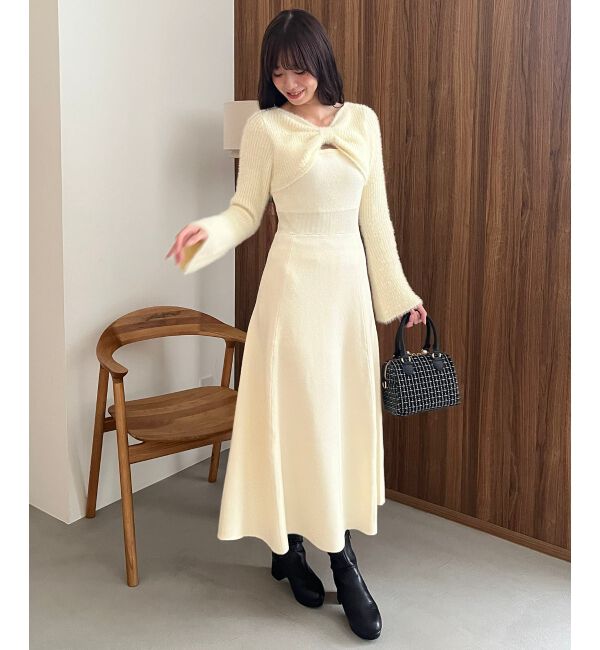  「リボンボレロドッキングニットワンピ」|ワンピース|