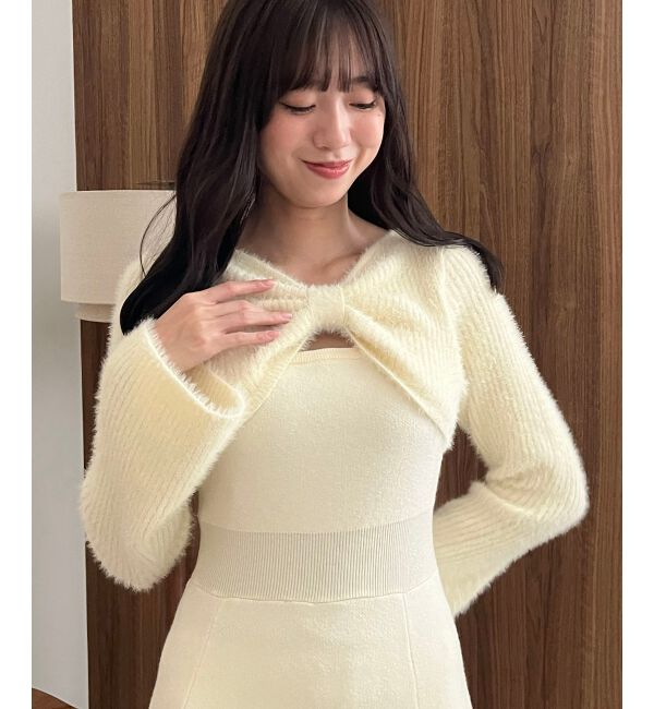  「リボンボレロドッキングニットワンピ」|ワンピース|