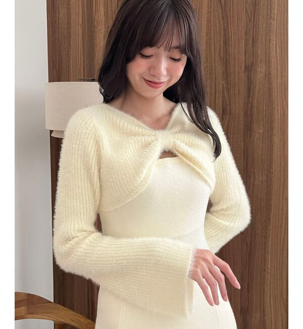  「リボンボレロドッキングニットワンピ」|ワンピース|