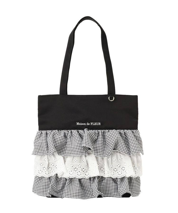 Maison de FLEUR「サテンフロントフリルスクエアトートバッグ」|トートバッグ|