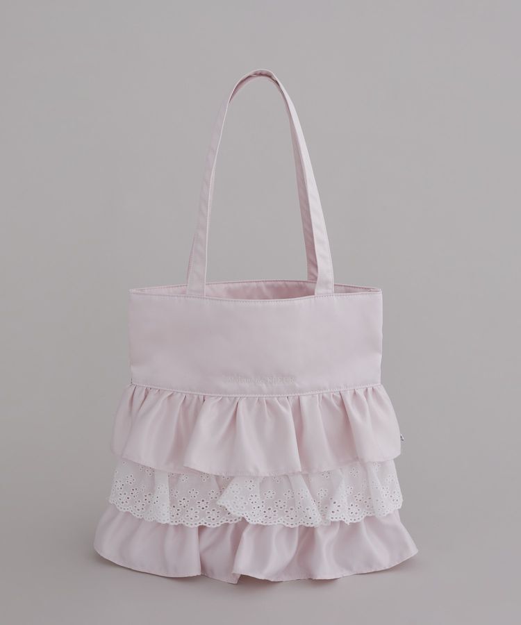 Maison de FLEUR「サテンフロントフリルスクエアトートバッグ」|トートバッグ|ピンク