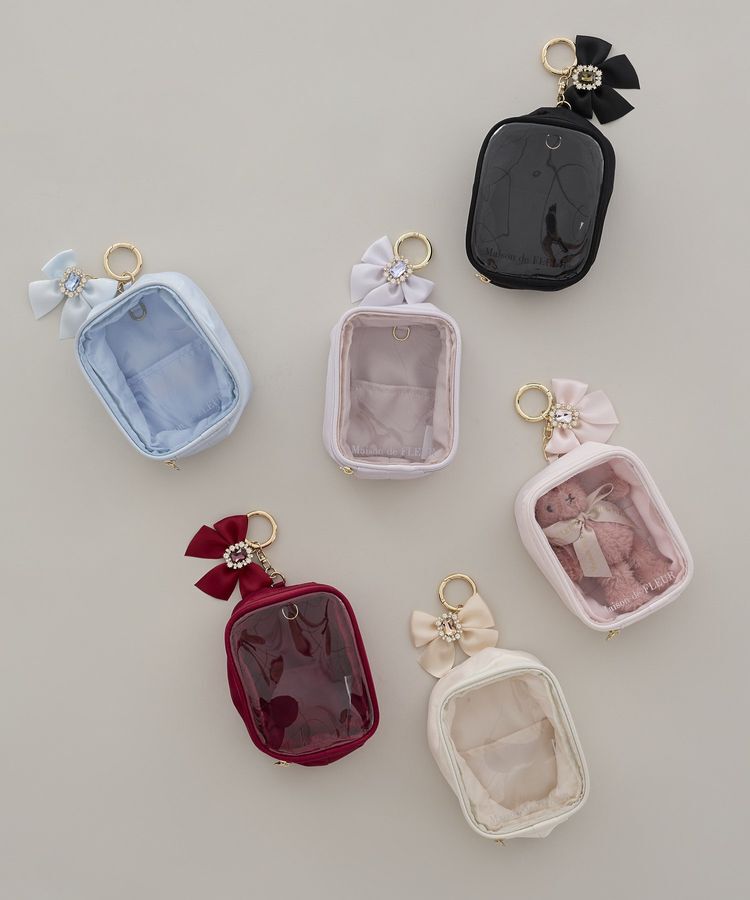 Maison de FLEUR「ビジューリボンクリアポーチS」|ポーチ|