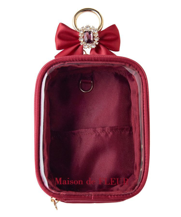 Maison de FLEUR「ビジューリボンクリアポーチS」|ポーチ|