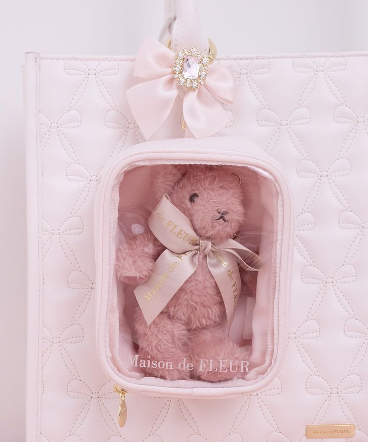 Maison de FLEUR「ビジューリボンクリアポーチS」|ポーチ|