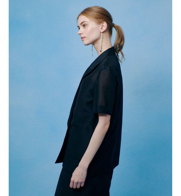 LOULOU WILLOUGHBY「【LOULOU WILLOUGHBY】スパンオーガンハーフスリーブジャケット」|テーラードジャケット|