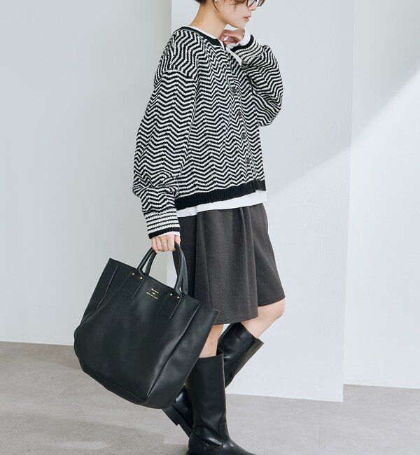  「ヘリンボーン編みニットカーディガン」|カーディガン|