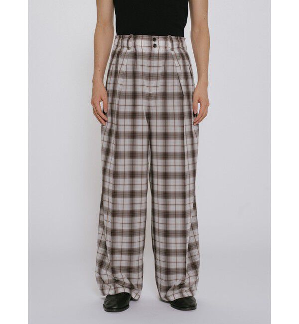 MIDIUMISOLID「MIDIUMISOLID Men&rsquo;s シアーチェックテーパードパンツ」|その他|