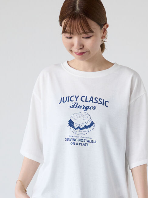 Lugnoncure「ハンバーガーモチーフプリントTシャツ」|Tシャツ・カットソー|オフホワイト