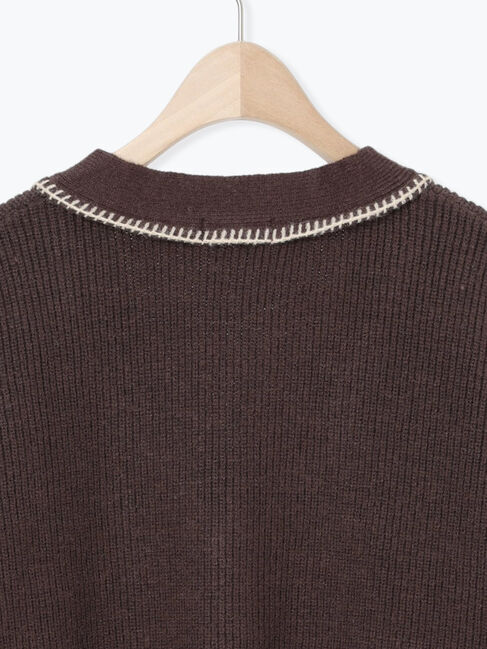 Samansa Mos2「配色ステッチVネックニットカーディガン」|カーディガン|