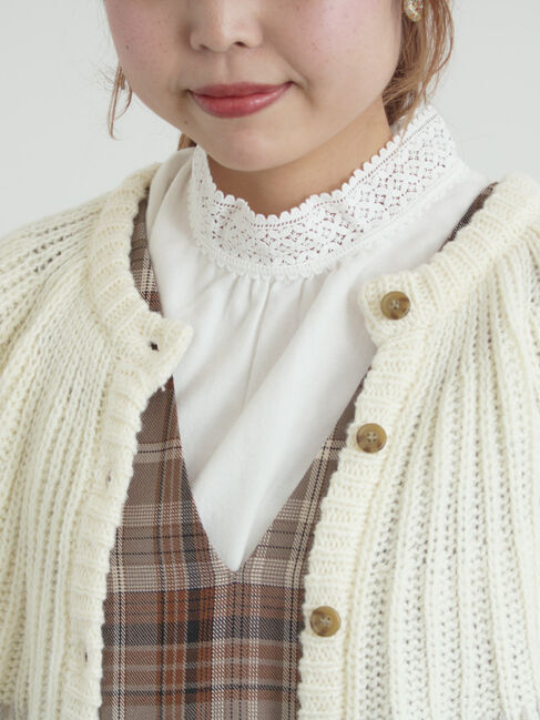 Samansa Mos2「ラウンド切替ステッチ前後2WAYニット」|カーディガン|