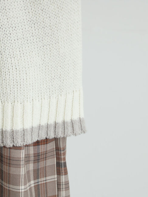 Samansa Mos2「ラウンド切替ステッチ前後2WAYニット」|カーディガン|