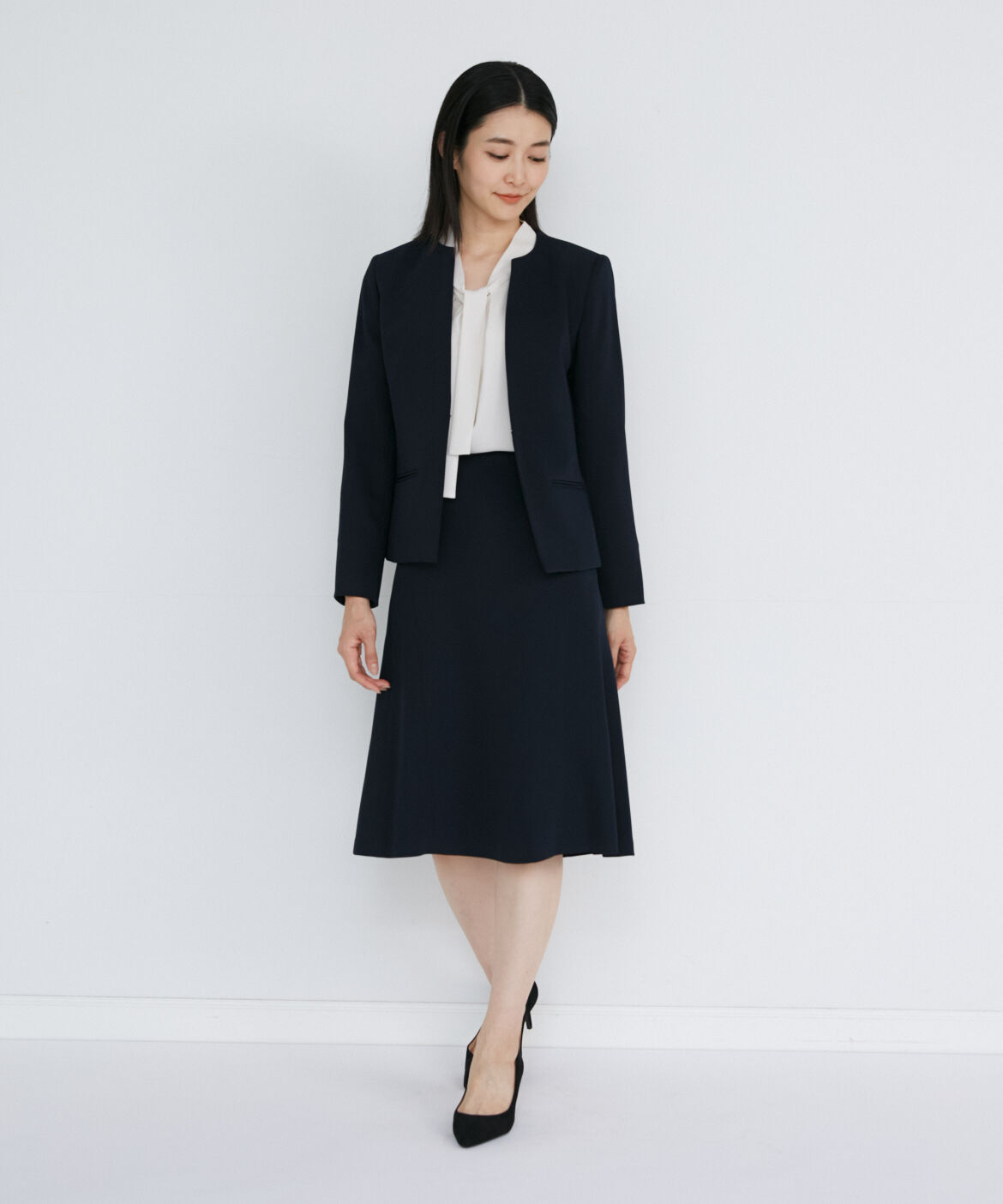 INED「《大きいサイズ》 パネルフレアスカート」|フレア|