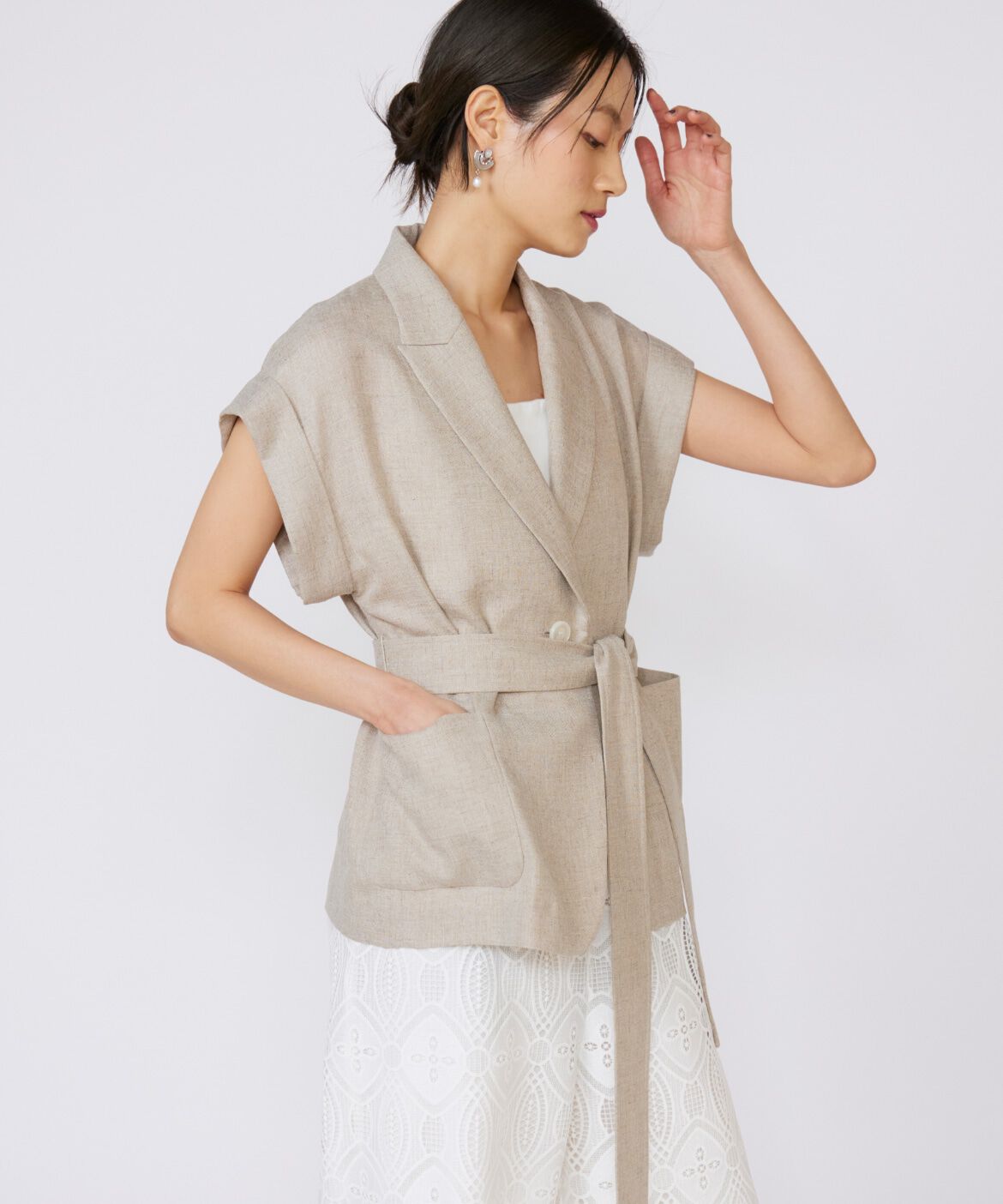 INED「《大きいサイズ》フレンチスリーブジャケット」|テーラードジャケット|