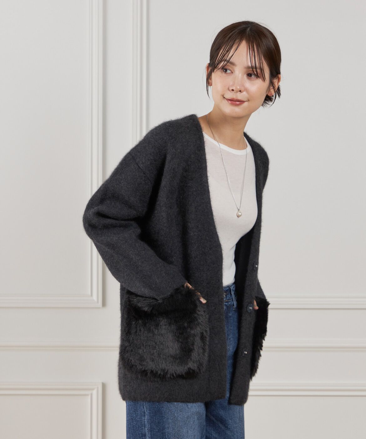 Le Souk「《45th限定企画》ラクーン接結編みニットジャケット」|カーディガン|