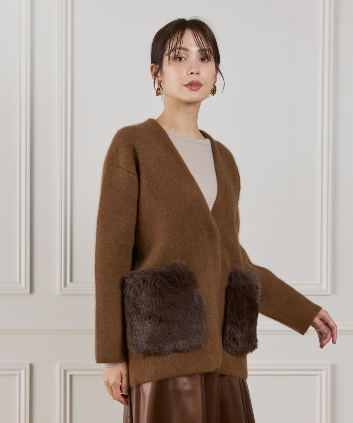 Le Souk「《45th限定企画》ラクーン接結編みニットジャケット」|カーディガン|