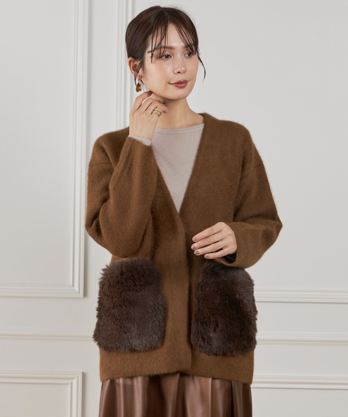 Le Souk「《45th限定企画》ラクーン接結編みニットジャケット」|カーディガン|