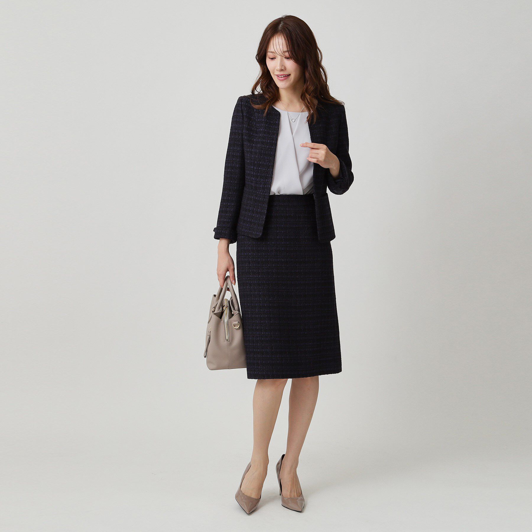 COUP DE CHANCE「【日本製／セットアップ可】ファンシーツィードのノーカラージャケット」|ノーカラージャケット|