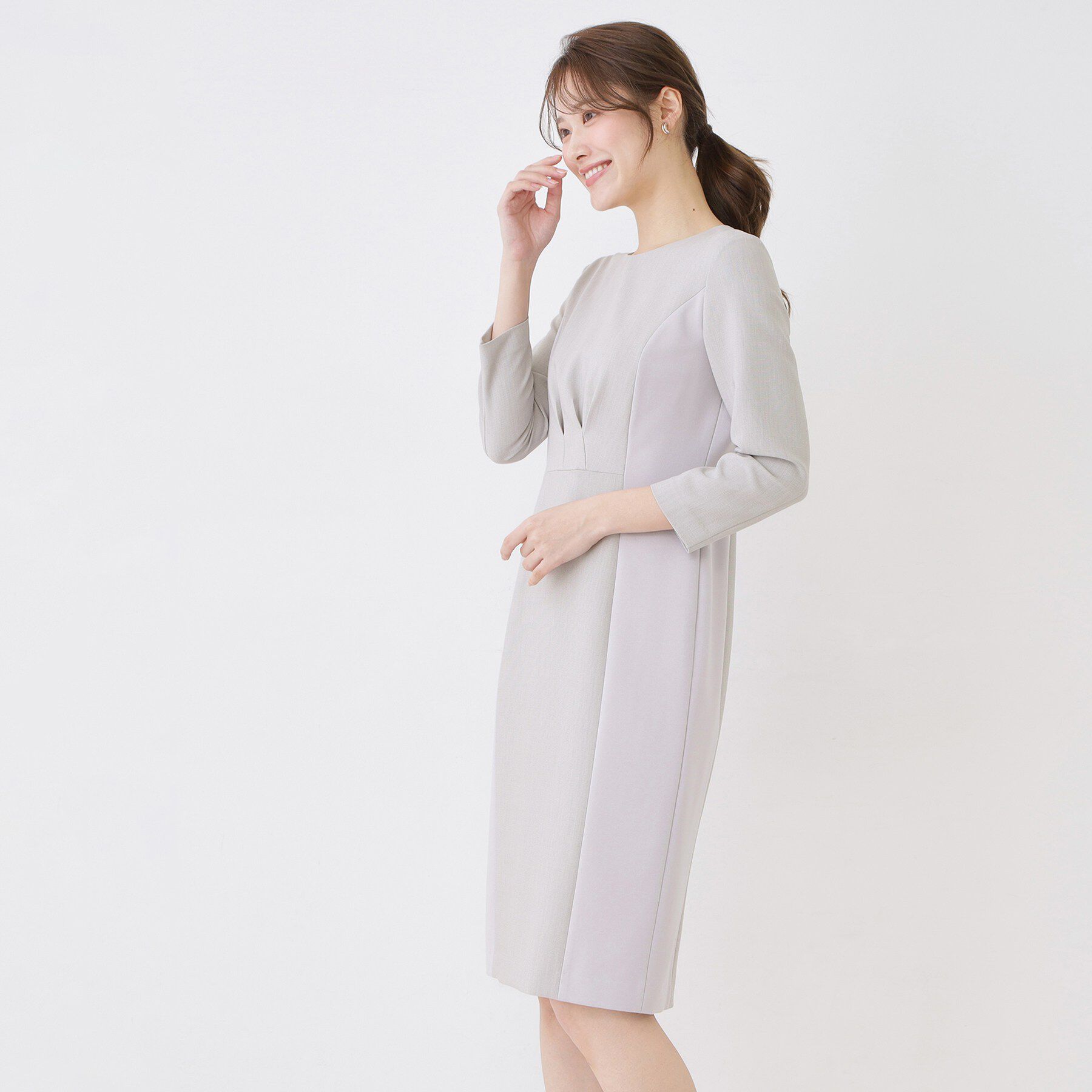 COUP DE CHANCE「【手洗い可／日本製】異素材組み合わせワンピース」|ワンピース|