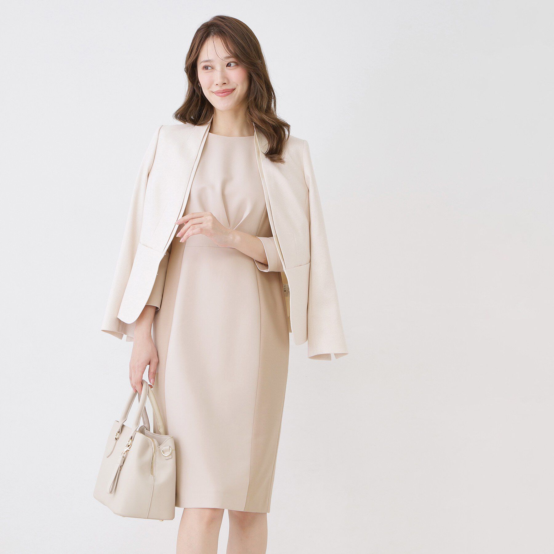 COUP DE CHANCE「【手洗い可／日本製】異素材組み合わせワンピース」|ワンピース|